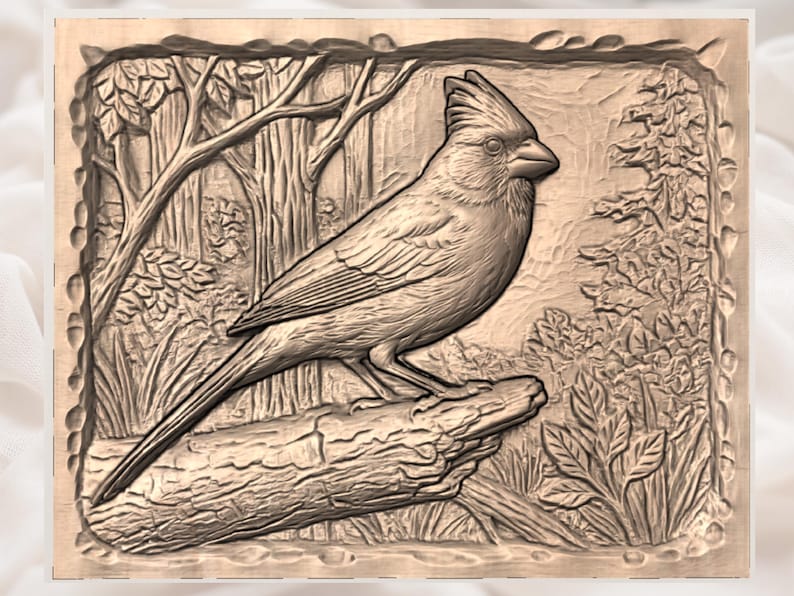 Cardinal Bird Relief STL view 2