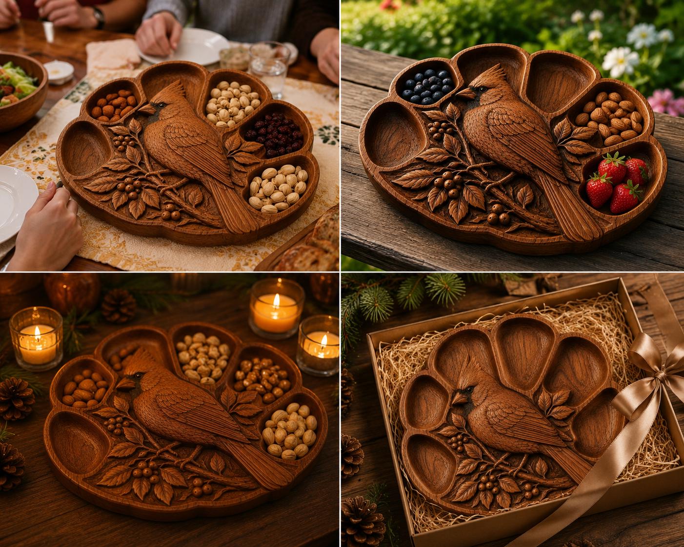 Cardinal Bird Serving Tray STL File for CNC Router view 10