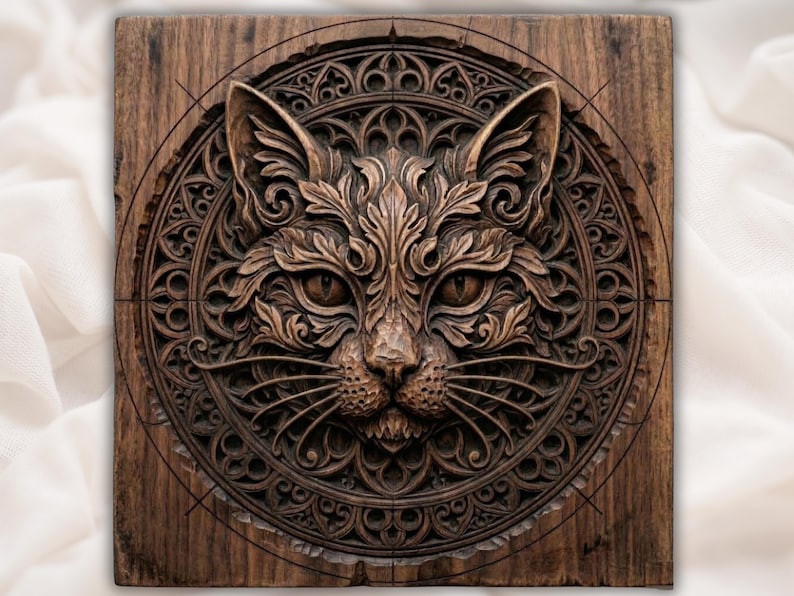Cat Mandala 3D Relief STL bas-relief STL