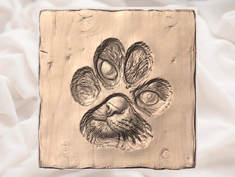 Cat Paw Print 3D Relief STL File view 2