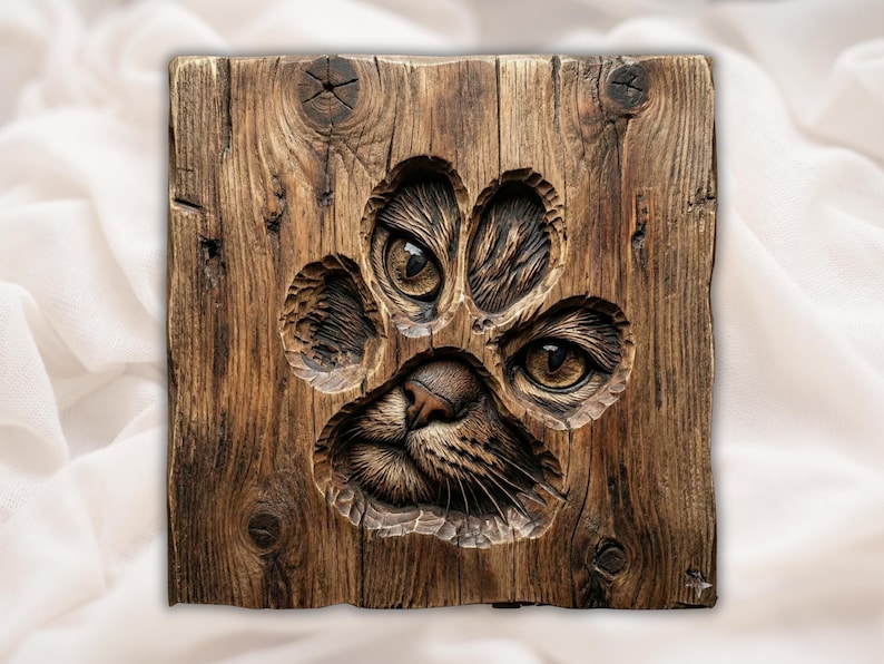 Cat Paw Print 3D Relief STL File bas-relief STL design