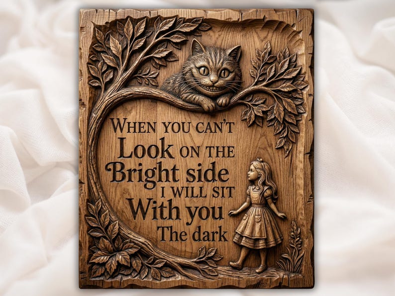 Cheshire Cat Quote 3D Relief STL bas-relief STL design