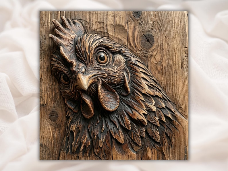 Chicken Head 3D Relief STL bas-relief STL design