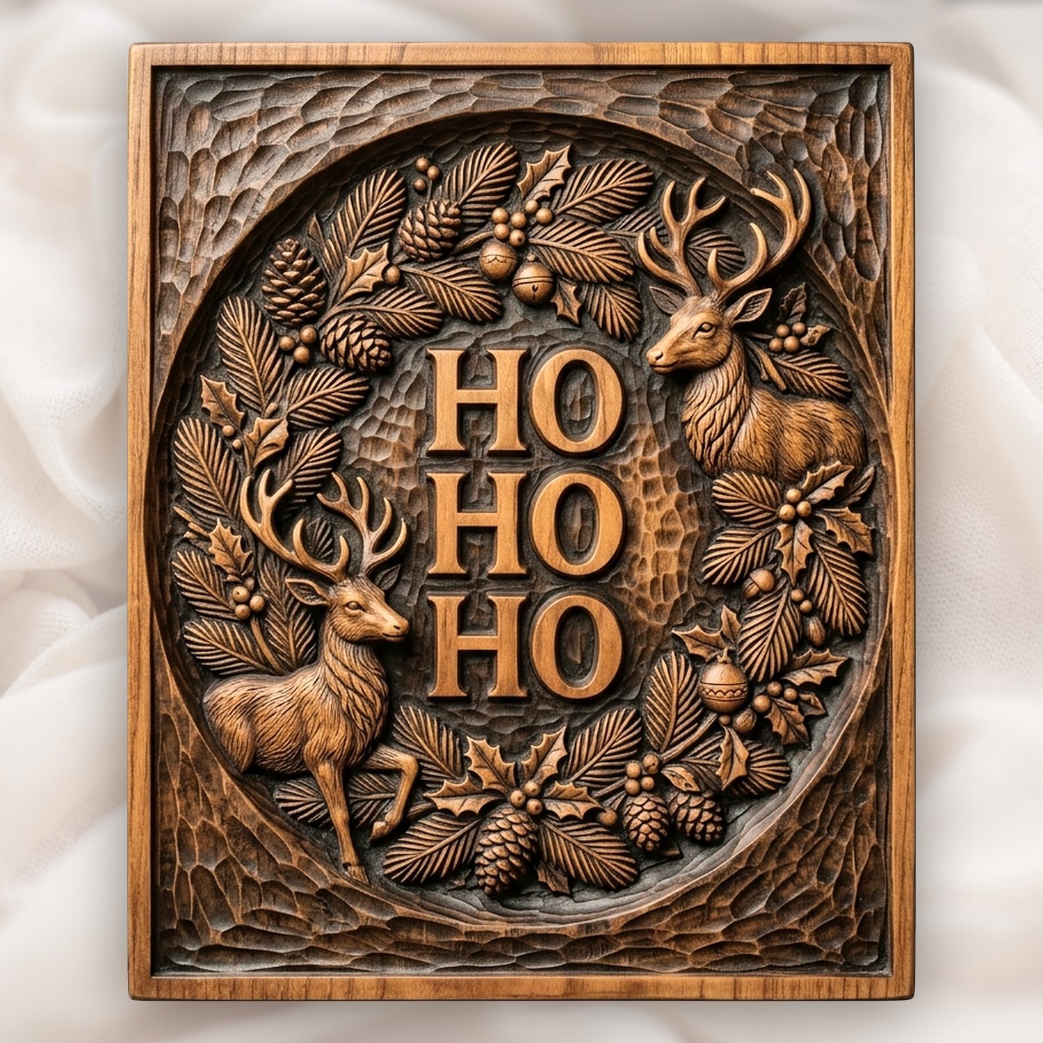 Christmas Ho Ho Ho Reindeer CNC Relief STL