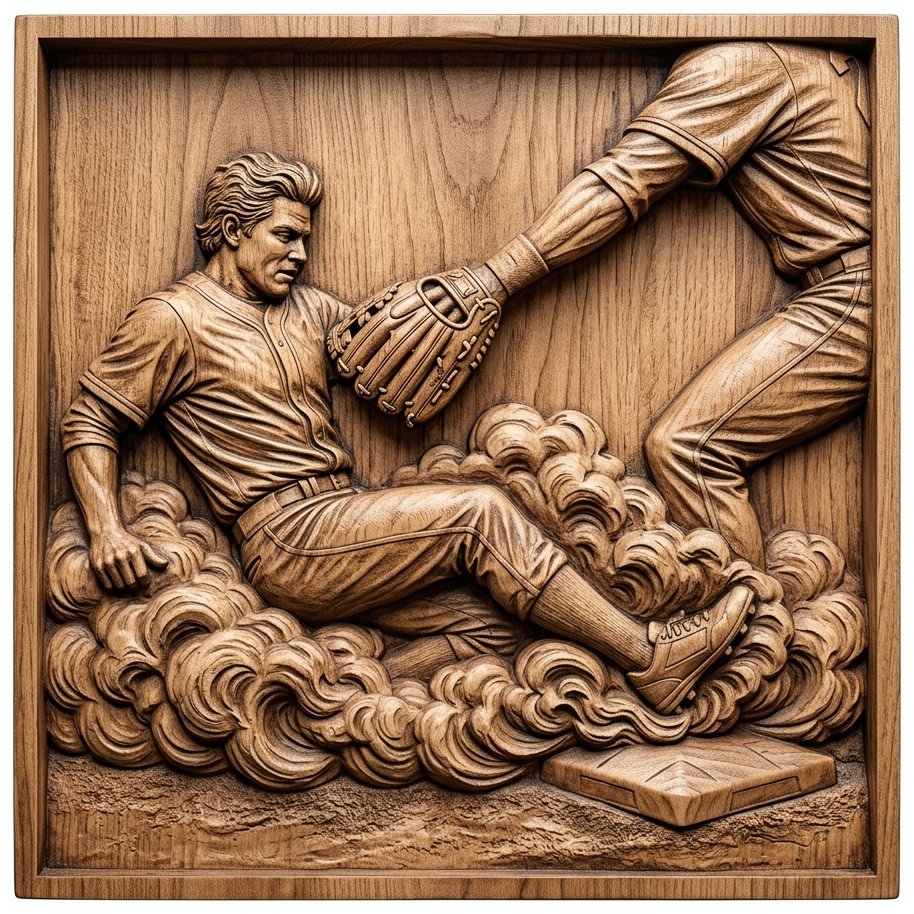 Classic Baseball Slide Home Plate CNC Relief STL bas-relief STL design