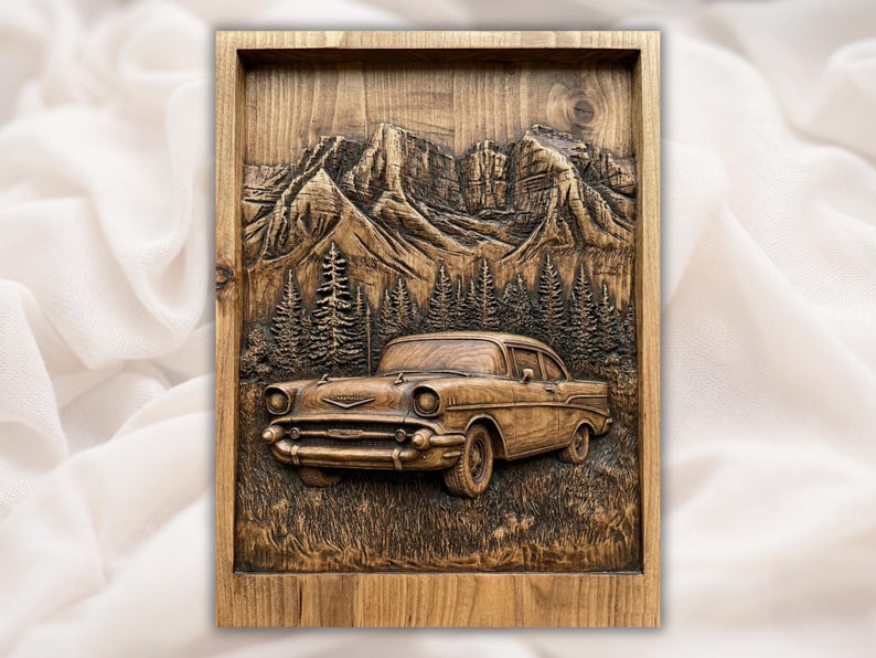 Classic Car 3D STL File bas-relief STL design