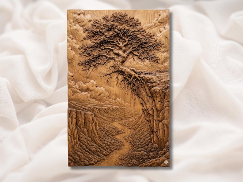 Cliff Tree Landscape 3D Relief STL bas-relief STL