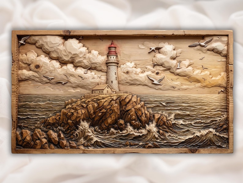 Coastal Lighthouse File bas-relief STL design