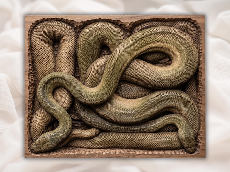 Coiled Snake 3D Relief STL bas-relief STL design