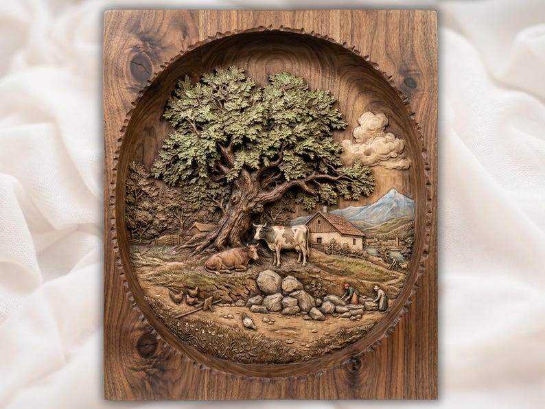 Countryside Farm File bas-relief STL design