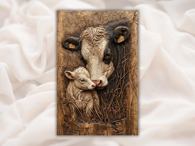 Cow & Calf 3D Relief STL bas-relief STL design