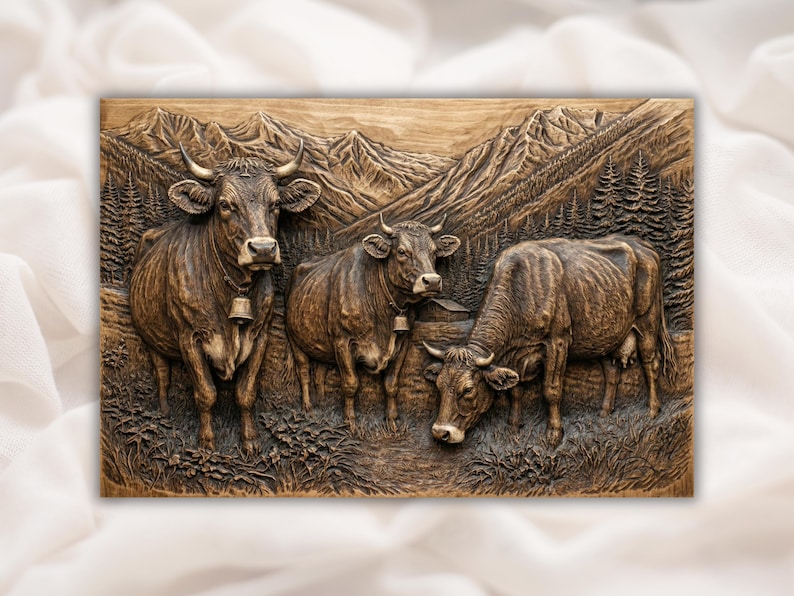 Cow Farm 3D Relief STL bas-relief STL design