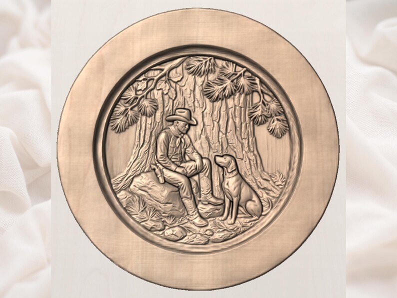 Cowboy and Dog Relief STL view 2