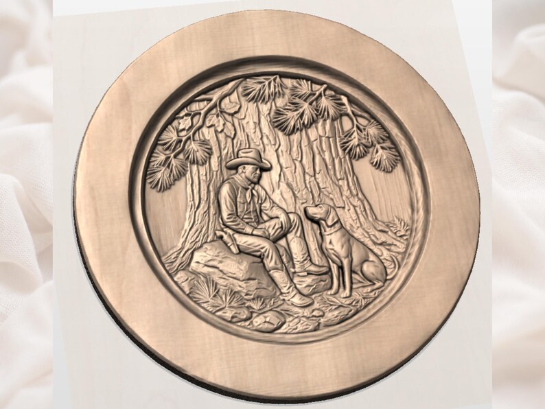 Cowboy and Dog Relief STL view 3