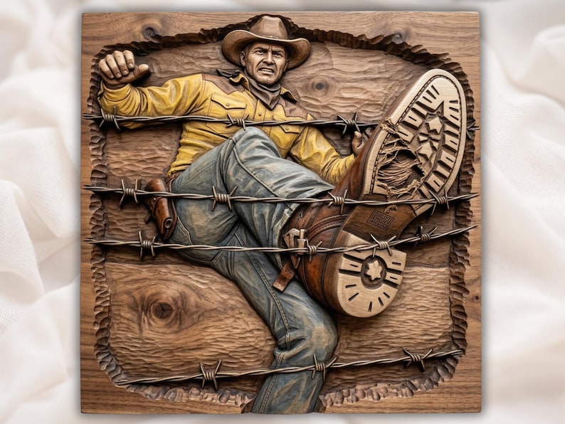 Cowboy Barbed Wire Relief bas-relief STL