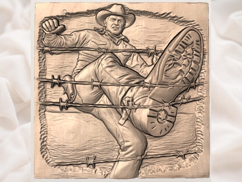 Cowboy Barbed Wire Relief view 3