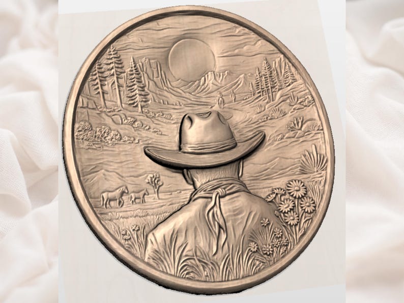 Cowboy Desert Landscape 3D Relief STL view 2