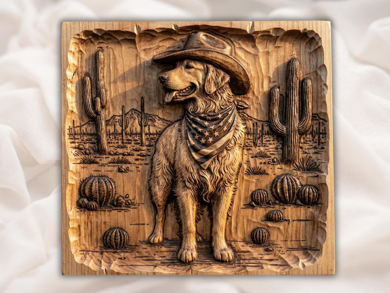 Cowboy Dog 3D Relief STL bas-relief STL design