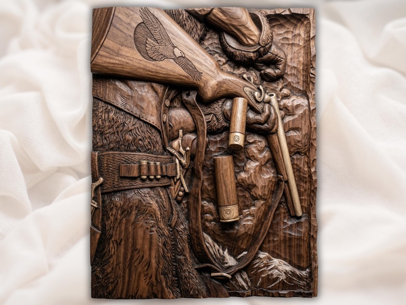 Cowboy Hunter Rifle Relief bas-relief STL design