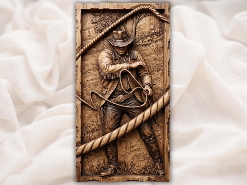 Cowboy Lasso Relief bas-relief STL design