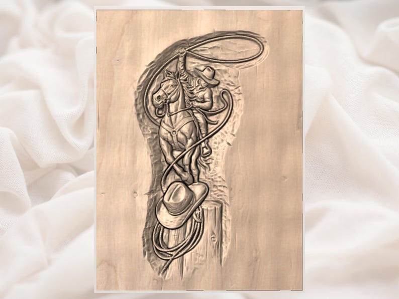 Cowboy Rodeo 3D Relief STL view 2