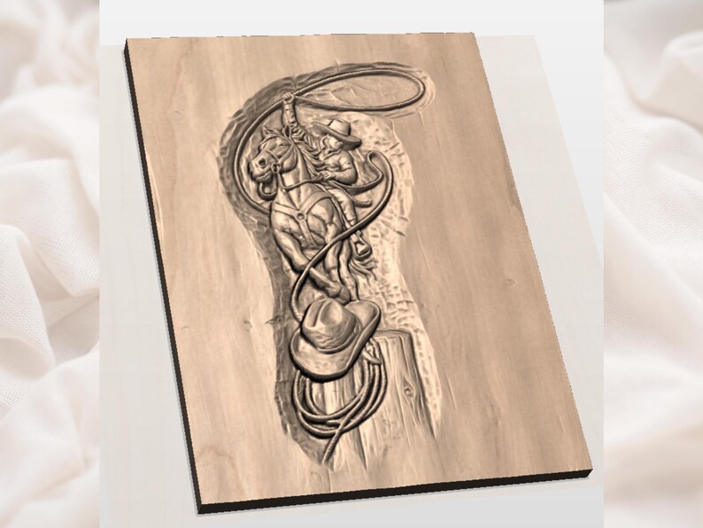 Cowboy Rodeo 3D Relief STL view 3