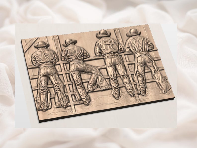 Cowboy Rodeo Chute Scene 3D Relief STL view 3