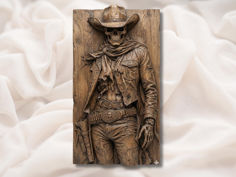 Cowboy Skull Skeleton 3D Relief STL bas-relief STL design