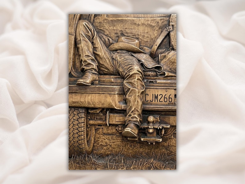 Cowboy Truck Tailgate 3D Relief STL bas-relief STL design