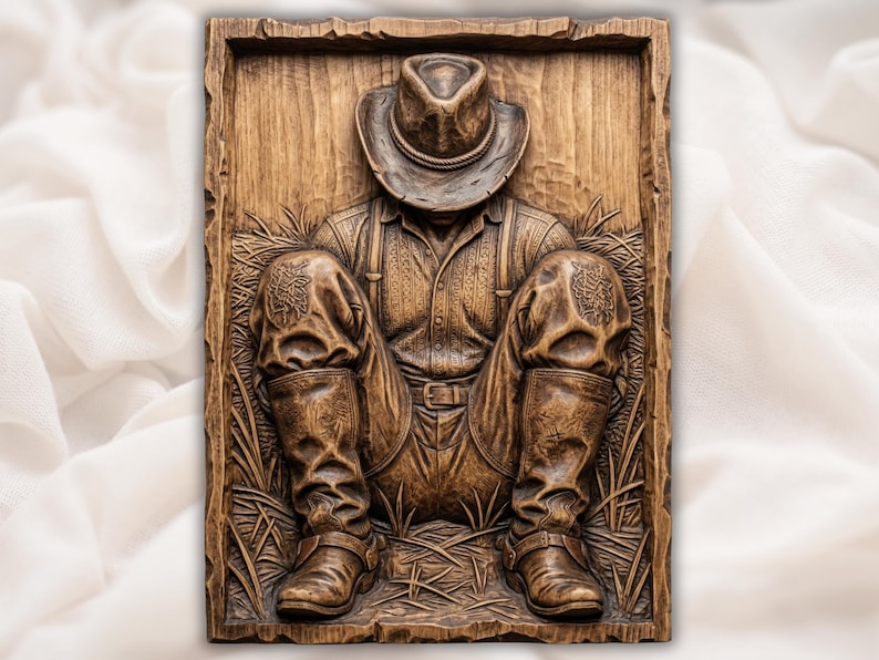 Cowboy Wall Panel STL bas-relief STL