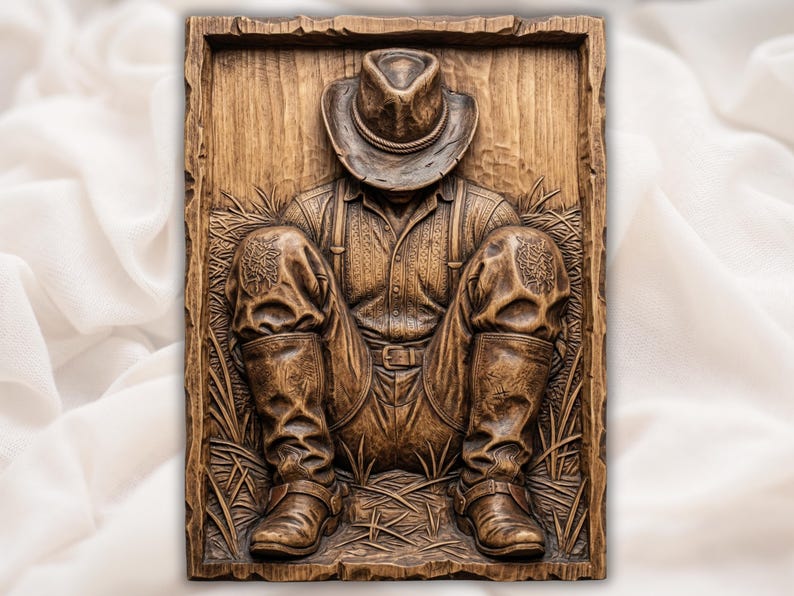 Cowboy Wall Panel STL bas-relief STL design