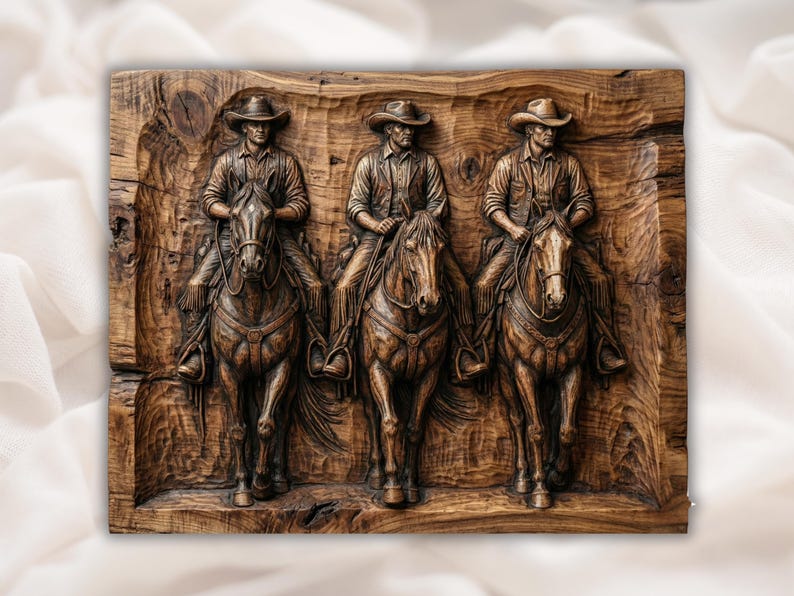 Cowboys on Horseback STL Relief bas-relief STL