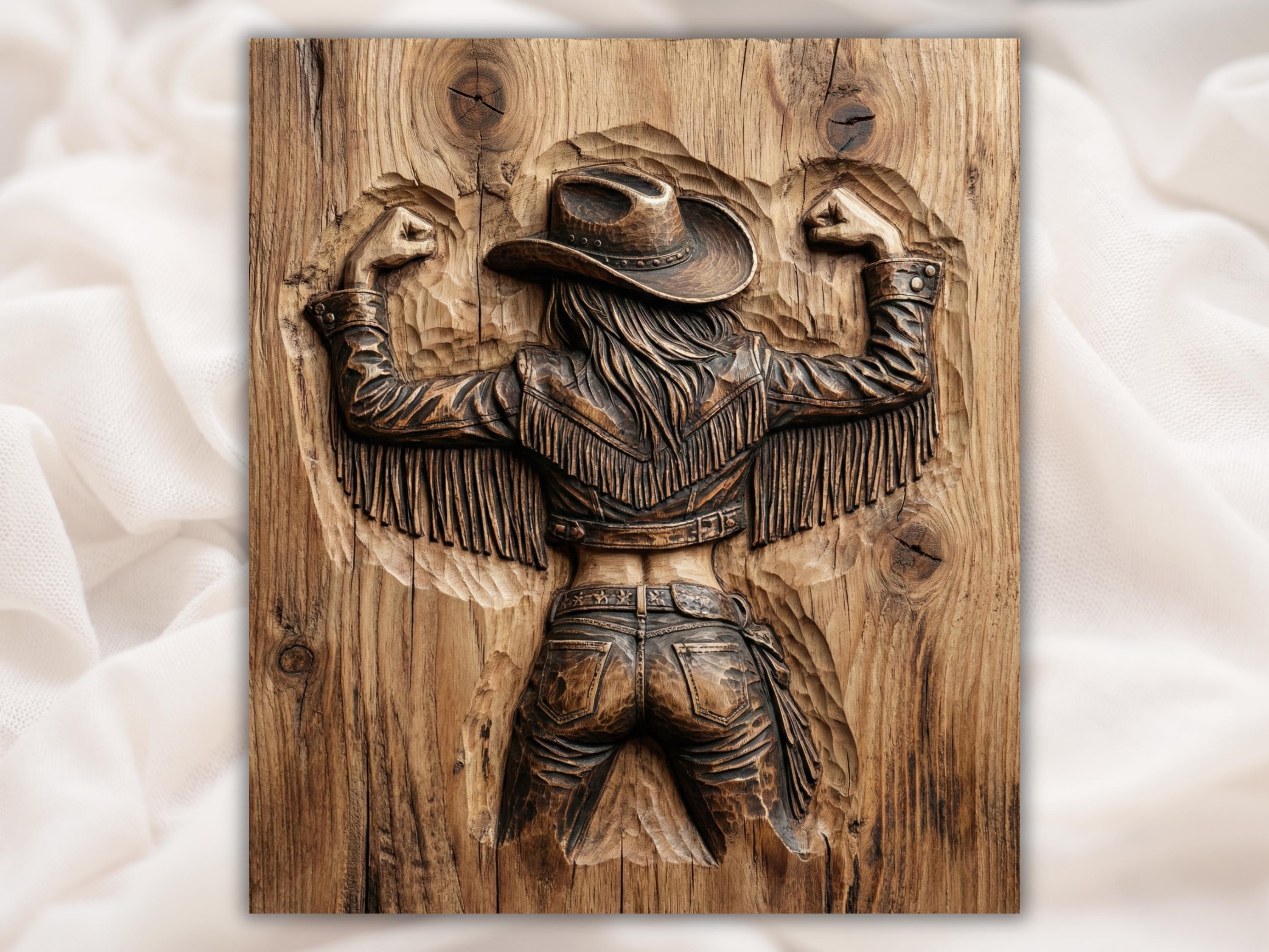 Cowgirl in Fringe Jacket Bas-Relief STL for CNC Carving bas-relief STL design