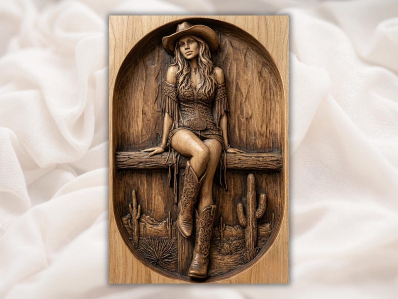 Cowgirl STL Relief bas-relief STL