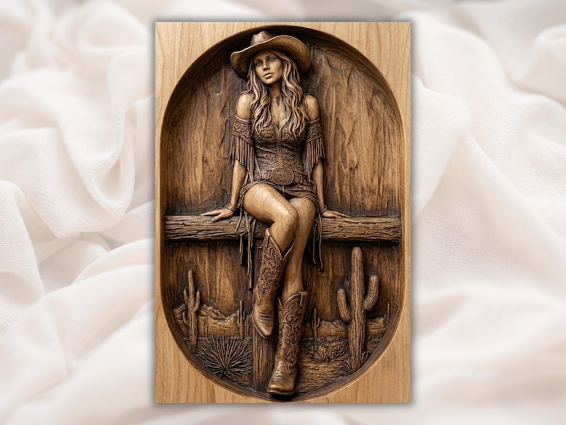 Cowgirl STL Relief bas-relief STL design