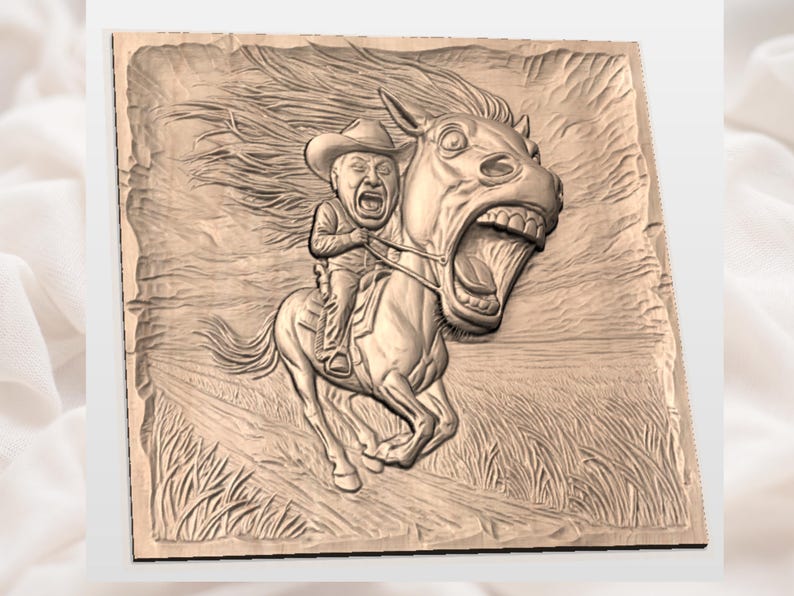 Crazy Horse Rider 3D Relief STL view 2