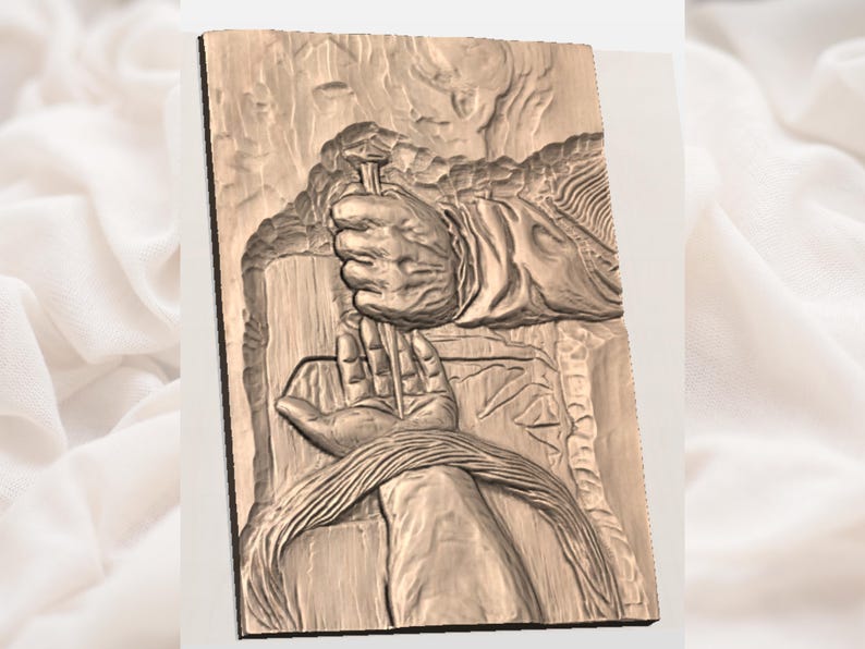 Crucifixion Hands & Nail 3D Relief STL view 2