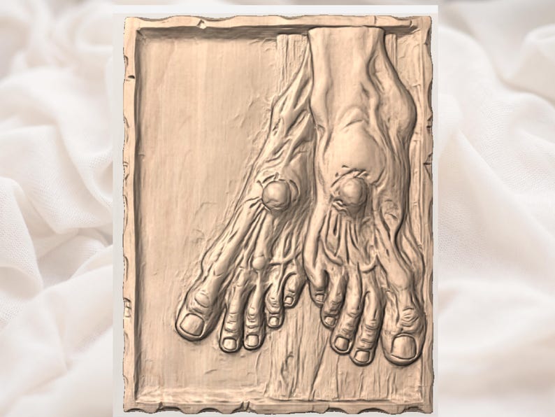 Crucifixion Nail Pierced Feet STL view 3