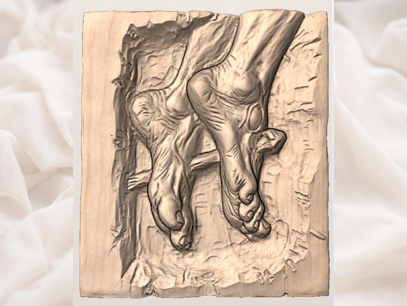 Crucifixion Nails Hands Relief STL view 2