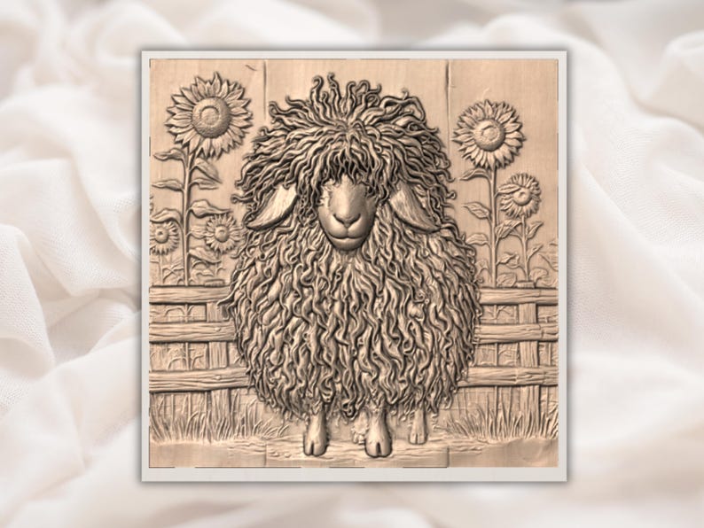 Curly Wool Sheep 3D Relief STL view 2