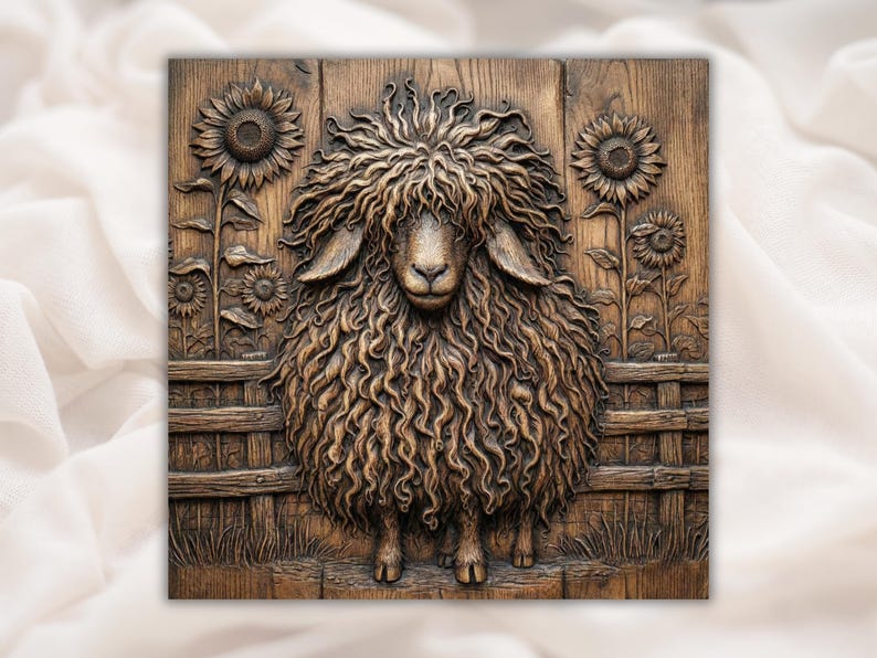 Curly Wool Sheep 3D Relief STL bas-relief STL design