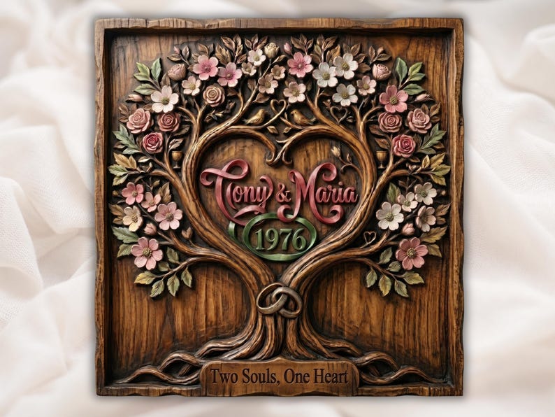 Custom Wedding Anniversary Tree of Life STL bas-relief STL