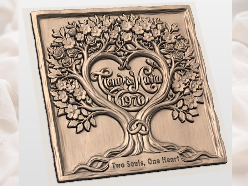 Custom Wedding Anniversary Tree of Life STL view 2