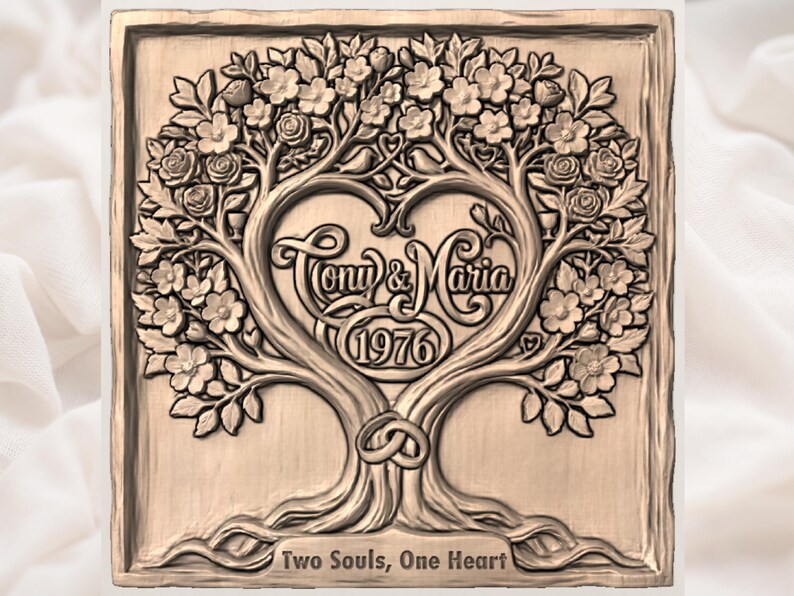 Custom Wedding Anniversary Tree of Life STL view 3