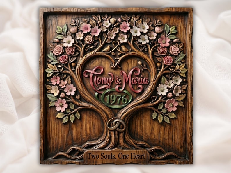 Custom Wedding Anniversary Tree of Life STL bas-relief STL design