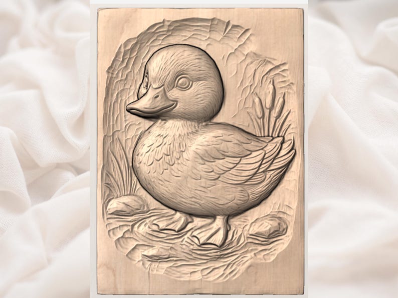 Cute Duckling 3D Relief STL for CNC Router view 3