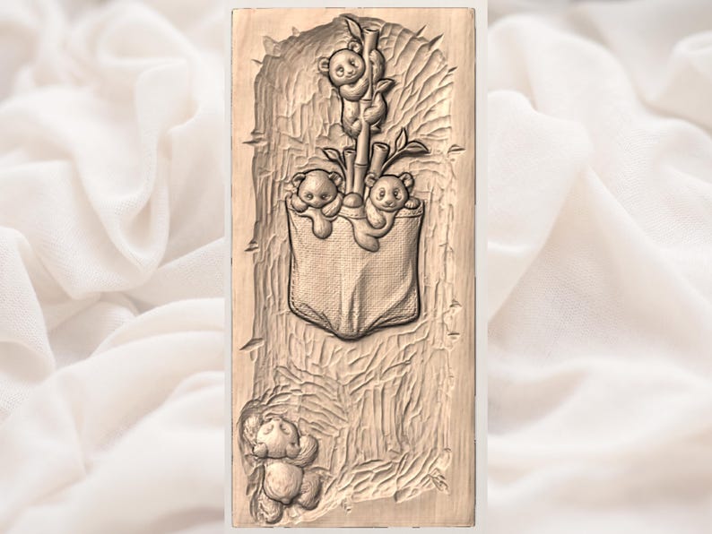 Cute Panda 3D Relief STL for CNC Router view 2