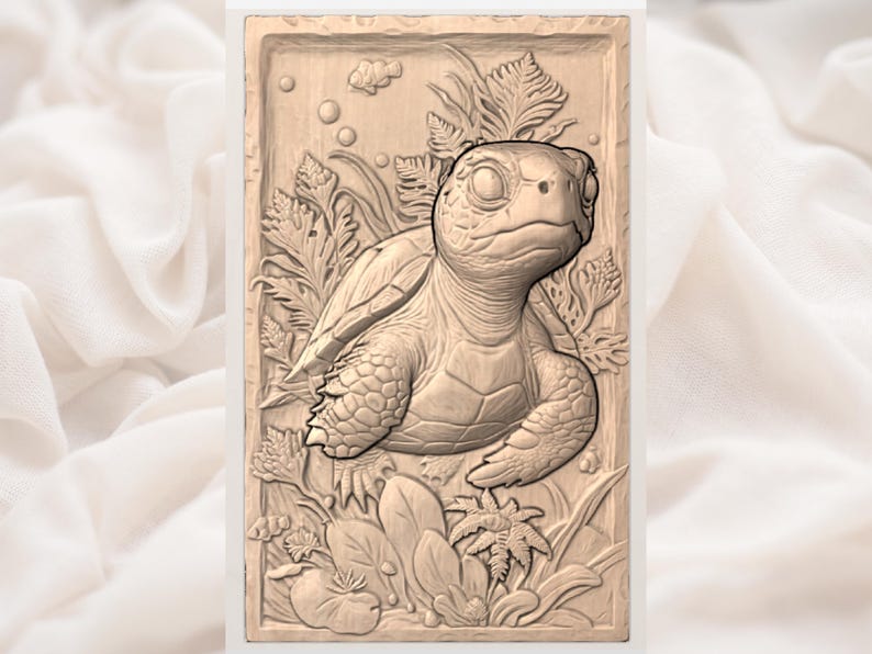 Cute Turtle 3D Relief STL File view 2