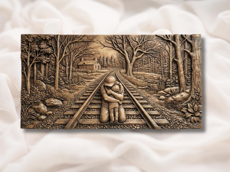 Dad & Child Hug 3D Relief STL bas-relief STL