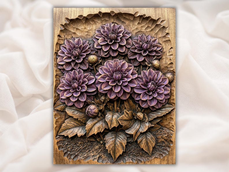 Dahlia Flowers 3D Relief STL for CNC Router bas-relief STL design